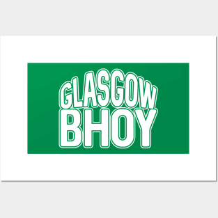 GLASGOW BHOY, Glasgow Celtic Football Club White and Green Text Design Posters and Art
